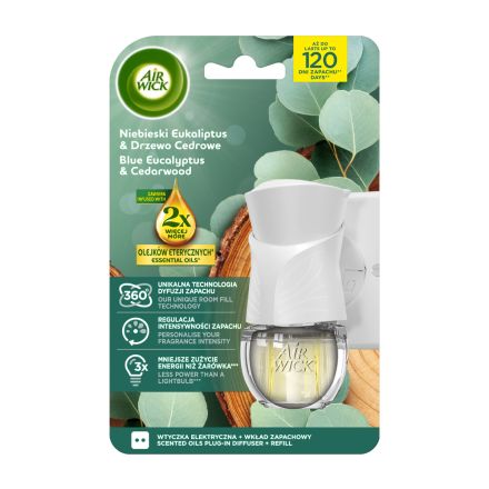 AIR WICK EXTRA OILS Eлектрически комплект кедър и евкалипт, 19 мл.