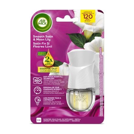 AIR WICK EXTRA OILS Eлектрически комплект сатен и лунна магия, 19 мл.