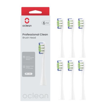 OCLEAN PROFESSIONAL CLEAN P1C1 W06 Накрайници за четка за зъби - 6pack, 6бр., Бели