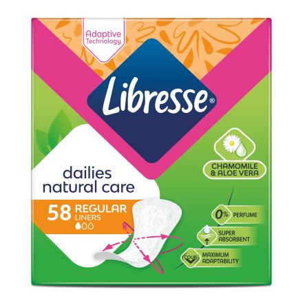 LIBRESSE NATURAL CARE Ежедневни превръзки, 58 бр.