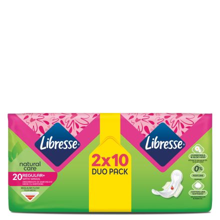 LIBRESSE NATURAL CARE ULTRA Дамски превръзки двоен пакет NORMAL, 2х10 бр.