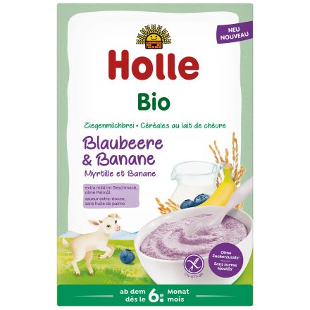 HOLLE Био млечна козе каша боровинка и банан, 250гр.