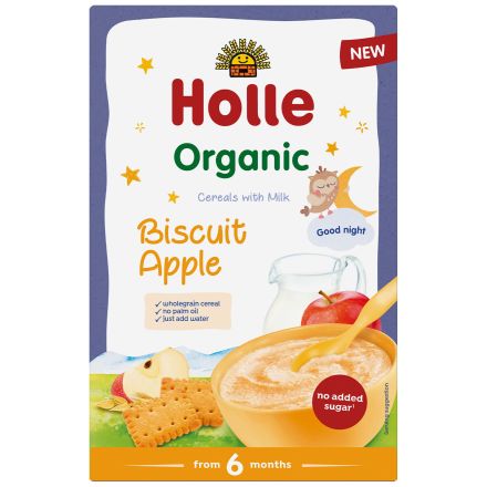 HOLLE Млечна каша бисквити и ябълка, 250гр.