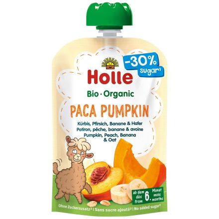 HOLLE Био пауч пюре тиква, праскова, банан, овесени ядки, 100гр.