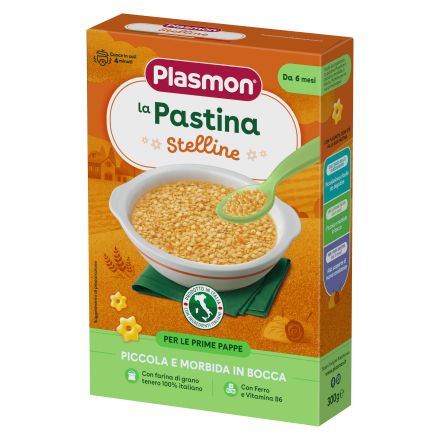 PLASMON STELLINE Бебешка паста звездички, 6+м, 300 гр