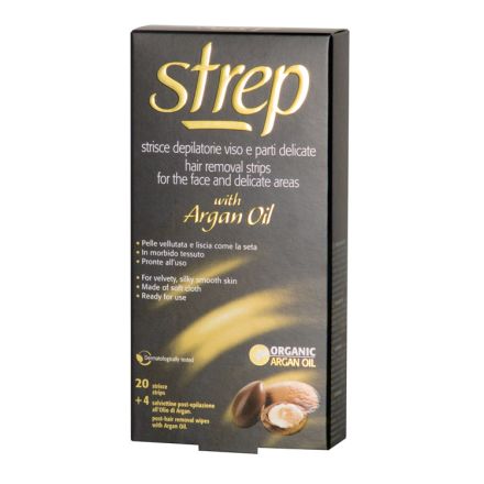 STREP Ленти за депилация за лице и деликатни зони ARGAN OIL, 20 бр.
