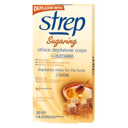STREP Депилиращи ленти за тяло захар и пчелен восък, 20 бр.