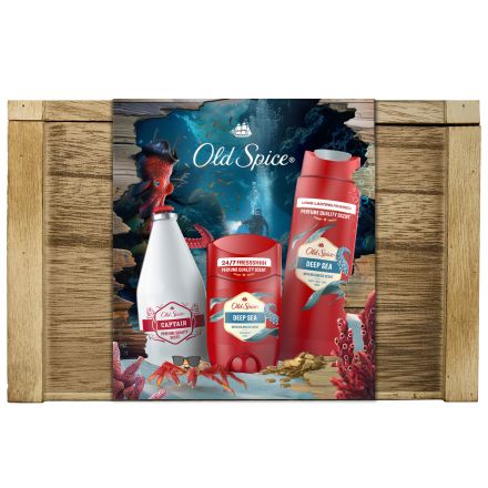 OLD SPICE DEEP SEA Комплект стик+ гел+афтършейв+кутия