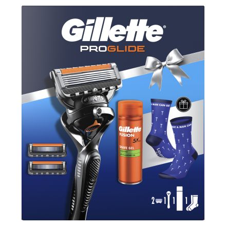GILLETTE PRO GLIDE FUSION Комплект 2 ножчета+гел за бръснене+чорапи