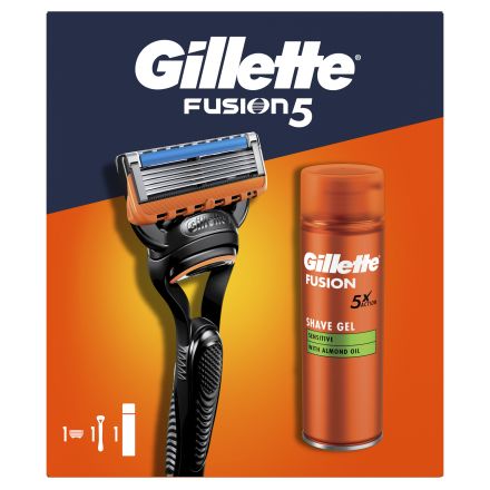 GILLETTE FUSION5 Комплект 1 ножче+гел за бръснене, 200м.