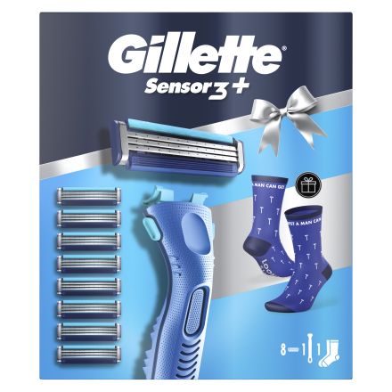 GILLETTE SENSOR 3+ Комплект самобръсначка+8 ножчета+чорапи