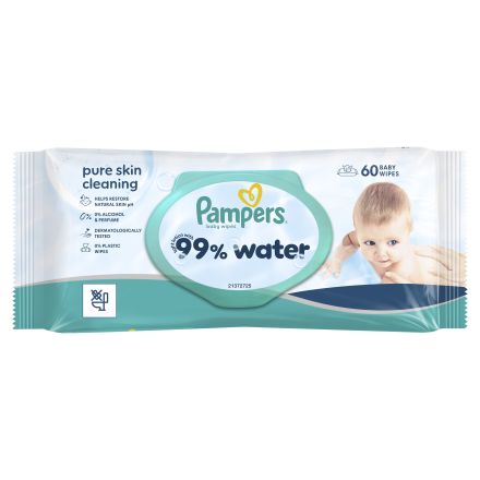 PAMPERS Мокри кърпички 99% вода, 60бр.