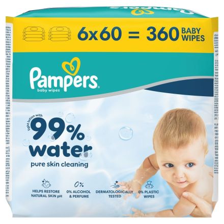 PAMPERS AQUA Бебешки мокри кърпички 6Х60бр.