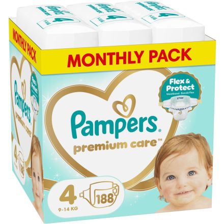 PAMPERS PREMIUM CARE Пелени  S4 9-14кг., 188бр.