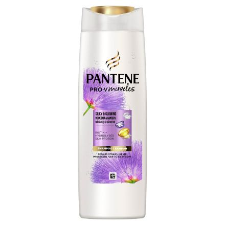 PANTENE SILK 'N GLOWING Шампоан за коса с биотин и хидролизиран копринен протеин, 300 мл