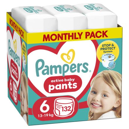PAMPERS ACTIVE BABY MSB S6 Гащички, 132 бр.