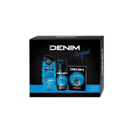 DENIM ORIGINAL Комплект Автършейв балсам 100 мл + Део спрей 150 мл + Душ гел 250 мл