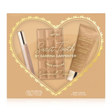 SABRINA CARPENTER CARAMEL DREAM Подаръчен комплект - парфюмна вода 30мл, травел спрей 10мл, лосион за тяло 75мл