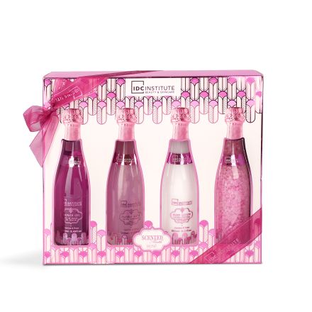IDC SCENTED BATH ROSE CHAMPAGNE Комплвкт пяна за вана+лосион за тяло+душ гел+соли за вана