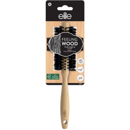 ELITE FEELING WOOD Обла четка за сушене на коса с твърд косъм, 1 бр.