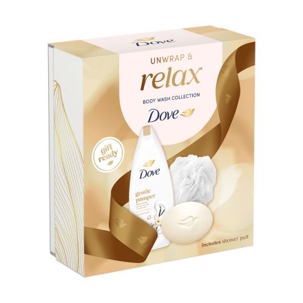 DOVE PAMPER Комплект сапун+душ гел+гъба за баня