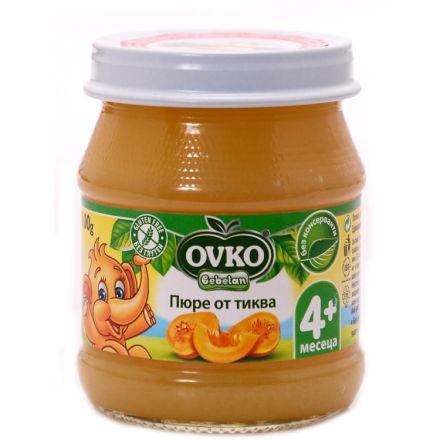 BEBELAN OVKO пюре тиква за захранване 4+мес, 100гр