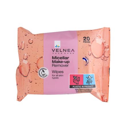 VELNEA Мицеларни кърпички за почистване на грим, 20бр.