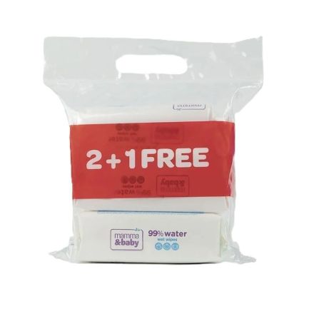 MAMMA&BABY Mокри кърпички 99% вода 56БР 2+1 безплатно
