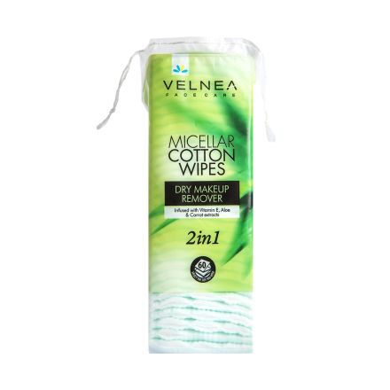 VELNEA Мицеларни тампони за грим мини 2в1 алое, 60бр.
