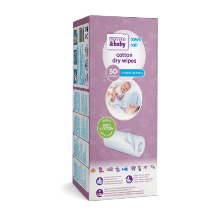 MAMMA&BABY Памучни сухи кърпички на ролка 50 бр.