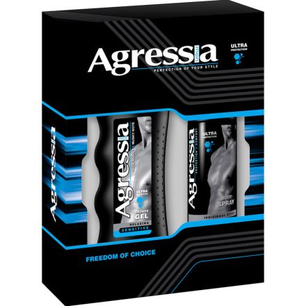 AGRESSIA MEN SENSITIVE Пяна за бръснене 200 мл + афтършейф балсам 150 мл, подаръчен комплект