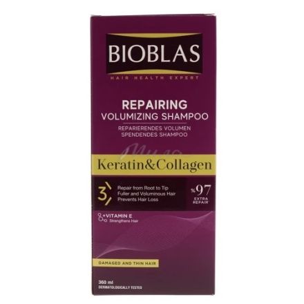 BIOBLAS Възстановяващ шампоан за обем с Кератин&Колаген, 360 мл