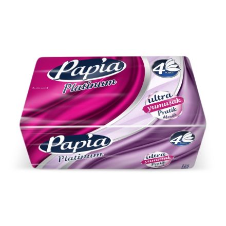 PAPIA Кърпи за лице в кутия 4пл., 125бр.