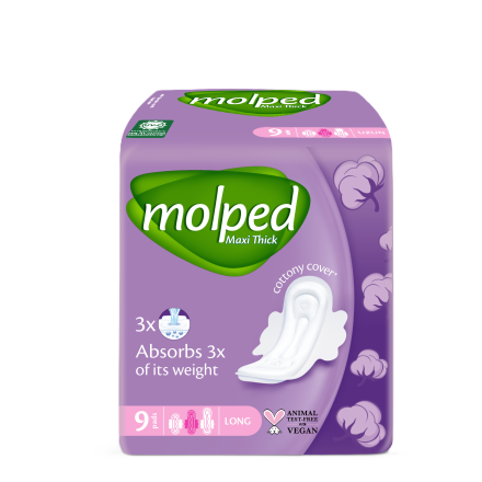 MOLPED MAXI THICK LONG Дамски превръзки, 9 бр. 