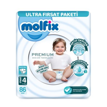 MOLFIX PREMIUM МAXI 4 7-14КГ Пелени, 86бр.