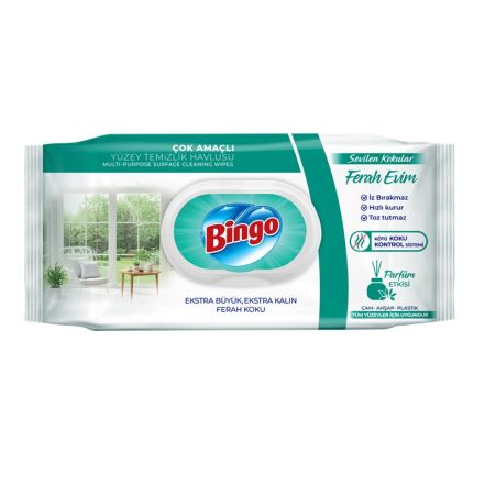 BINGO FRESH HOME Почистващи мокри къпички за повърхности, 96бр.