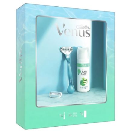 GILLETTE VENUS SMOOTH SATIN CARE Комплект самобръсначка+пяна за бръснене 75мл.