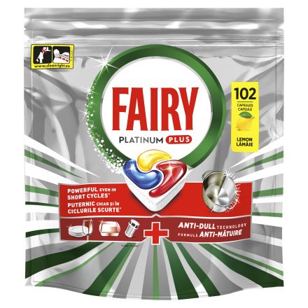 FAIRY PLATINUM PLUS Таблетки за съдомиялна лимон, 102бр,