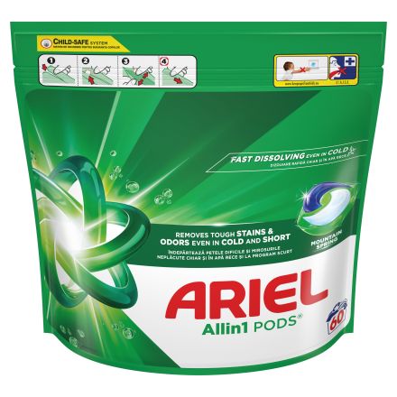 ARIEL ALLin1 PODS® MOUNTAIN SPRING Капсули за пране, 60 пранета