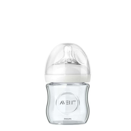 AVENT NATURAL Бебешко шише с биберон стъклено 1 дупка, 120 мл.