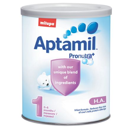 MILUPA APTAMIL HA 1 Aдаптирано мляко за кърмачета за превенция на алергии от 0 до 6 м, 400 гр
