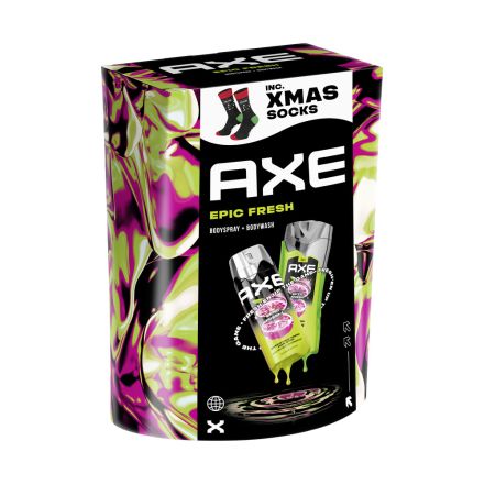 AXE EPIC FRESH Подаръчен комплект мъжки кутия Део спрей 150 мл + Душ гел 250 мл + подарък чорапи