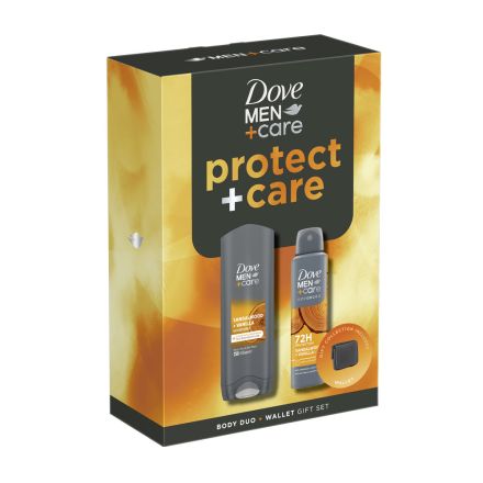 DOVE SANDALWOOD Подаръчен комплект мъжки кутия Део Адванс 150 мл + Душ гел 250 мл + подарък портфейл