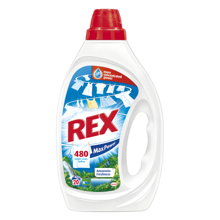 REX MAX POWER Течен перилен препарат amazonia freshness 20 пранета, 1 л..