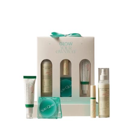 AXIS-Y GLOW YOUR OWN WAY Комплект - околоочен серум с веган колаген 10мл, , серум за корекция на тъмни петна 50 мл, озаряващ тоник за лице и корекция на тъмни петна 125мл