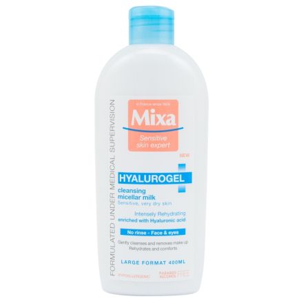 MIXA SENSITIVE SKIN EXPERT HYALUROGEL CLEANSING MICELLAR MILK Почистващо мицеларно мляко, 400 мл.