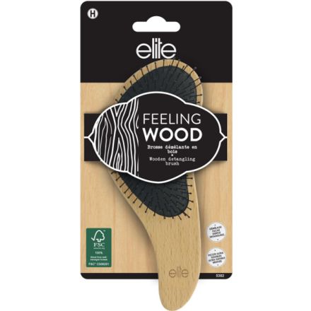 ELITE FEELING WOOD Дървена четка за коса за разресване, 1 бр.
