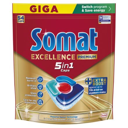 SOMAT GIGA Excellence 5in1 Таблетки за съдомиялна, 54 таблетки 