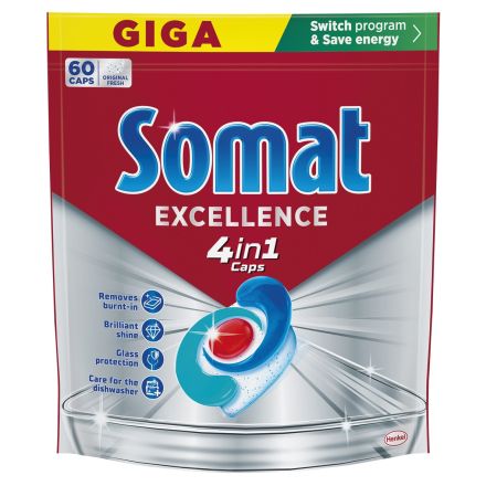 SOMAT Excellence 4in1 Таблетки за съдомиялна, 60 бр.