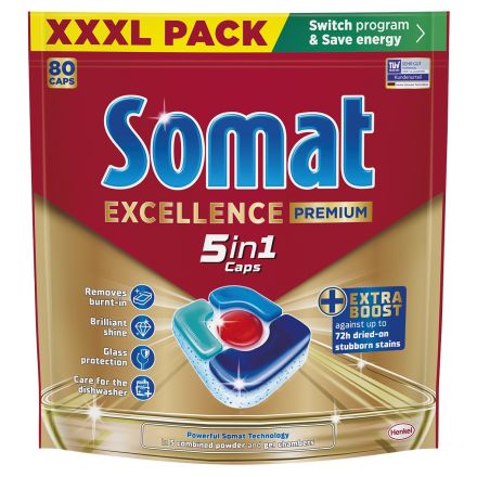 SOMAT XXXL 5 in 1 Капсули за съдомиялна, 80 бр.